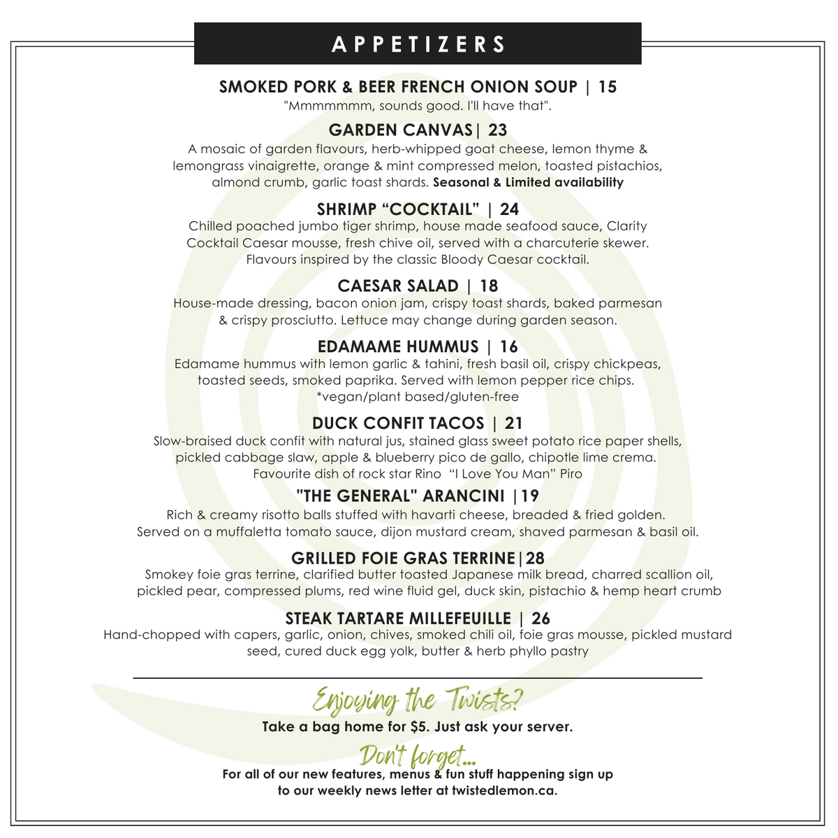 Lemon Menu Dinner Menu | Twisted Lemon Restaurant – Twisted Lemon - Restaurant ...