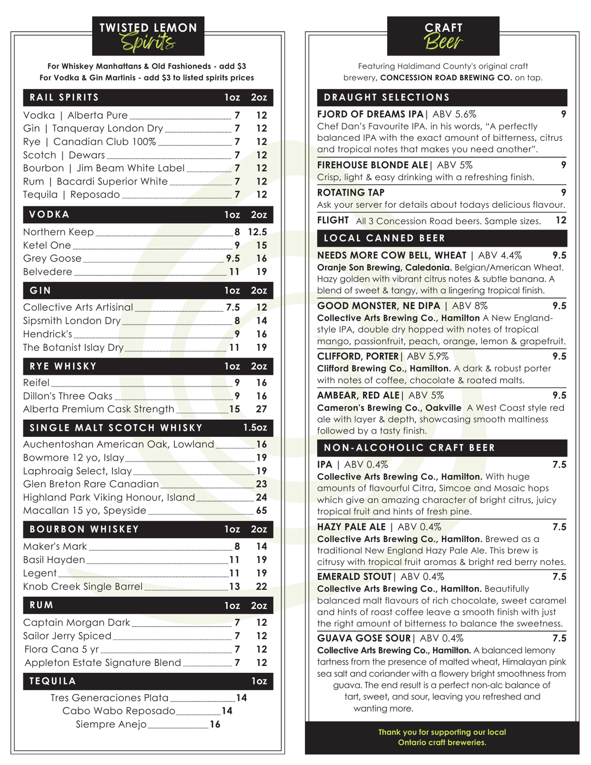 Lemon Menu Bar Menu | Twisted Lemon Restaurant – Twisted Lemon - Restaurant ...